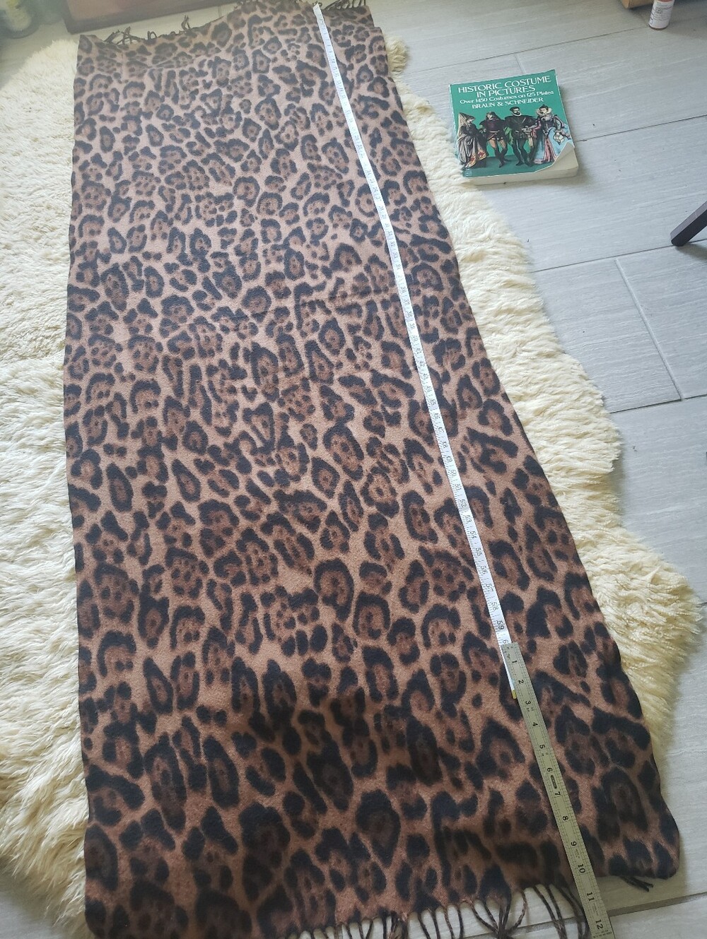 Leopard Print Oversized Fringe Shawl Wrap Scarf 70"x26"